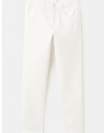 Blugi slim-fit cu talie medie, Alb murdar