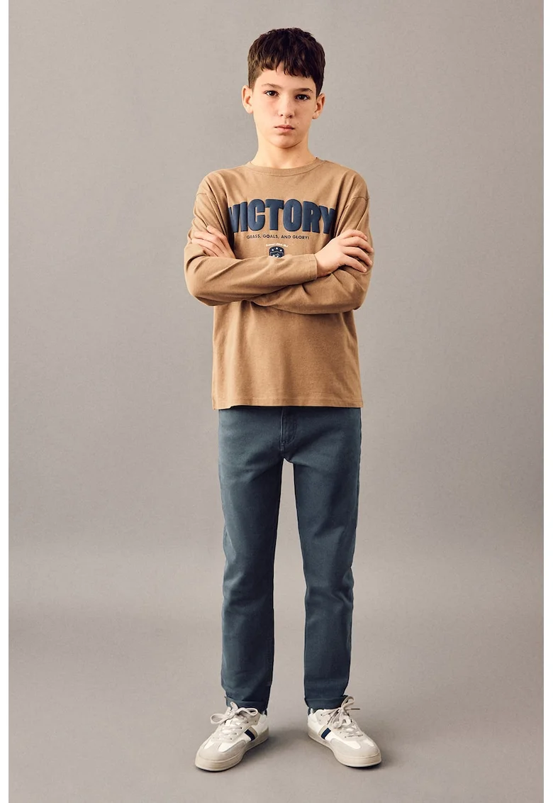 Blugi slim-fit cu model uni, Albastru petrol