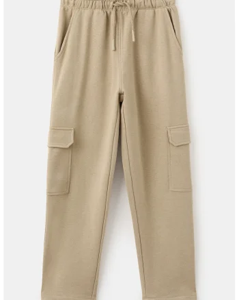 Pantaloni de trening cargo uni, Bej deschis