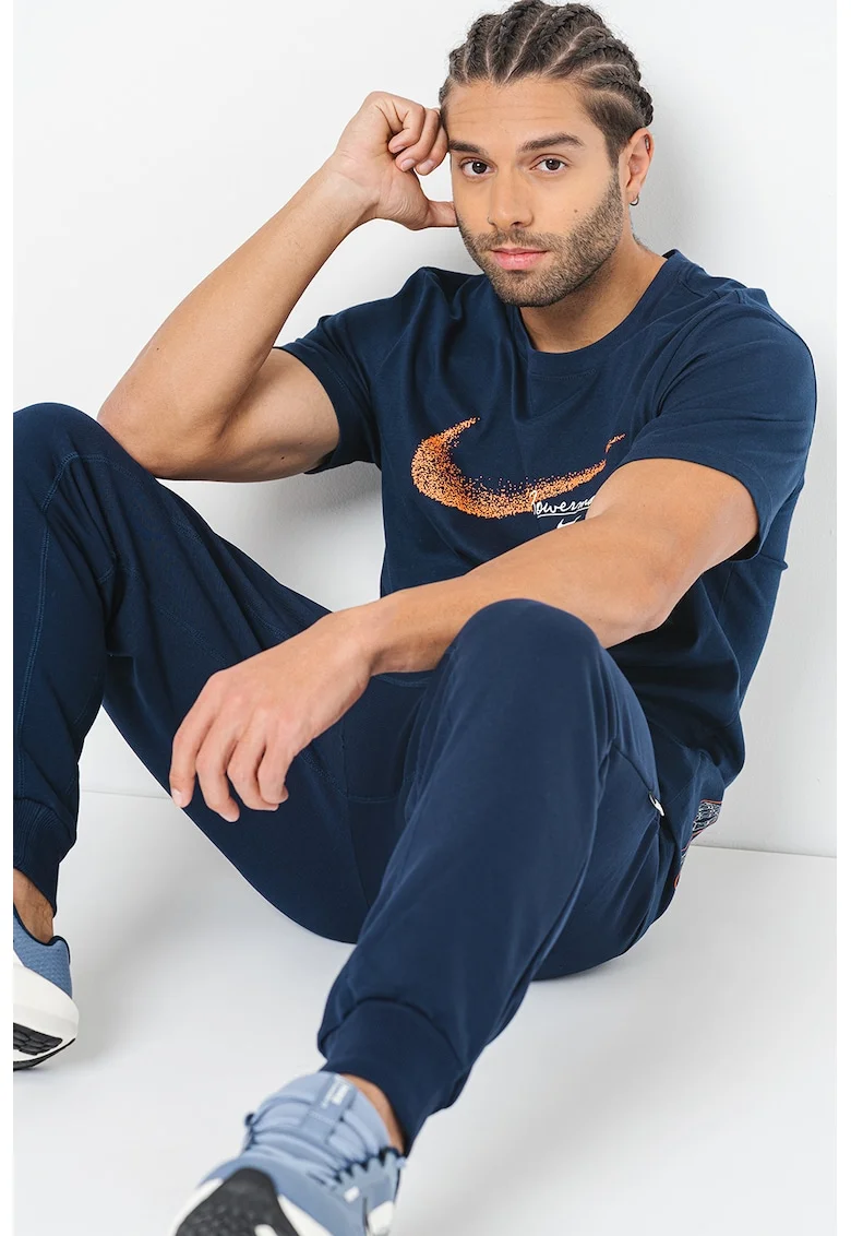 Pantaloni de trening din amestec de bumbac, pentru fotbal, Alb/Bleumarin
