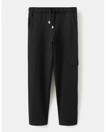 Pantaloni de trening de bumbac cu buzunar lateral cu clapa, Negru stins