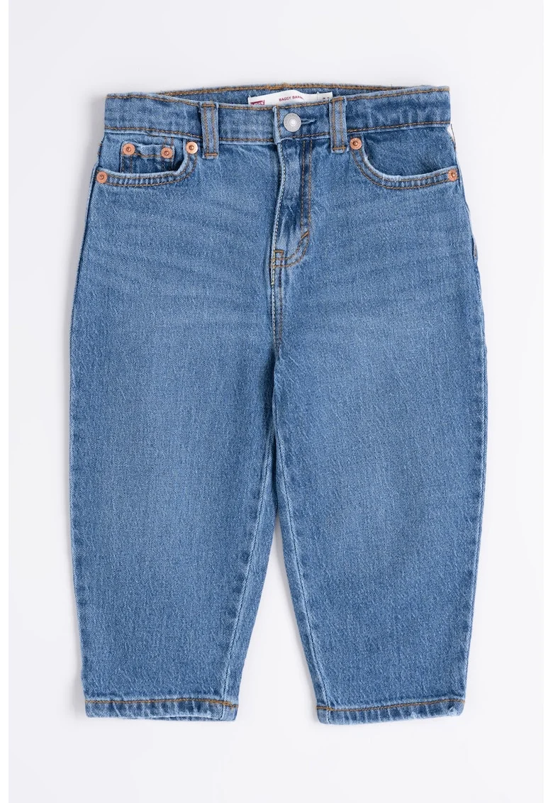 Blugi baggy barrel cu talie inalta