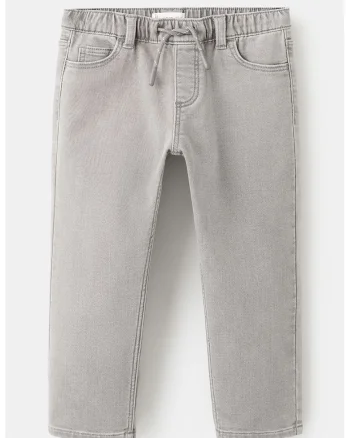 Blugi jogger cu talie ajustabila, Gri melange