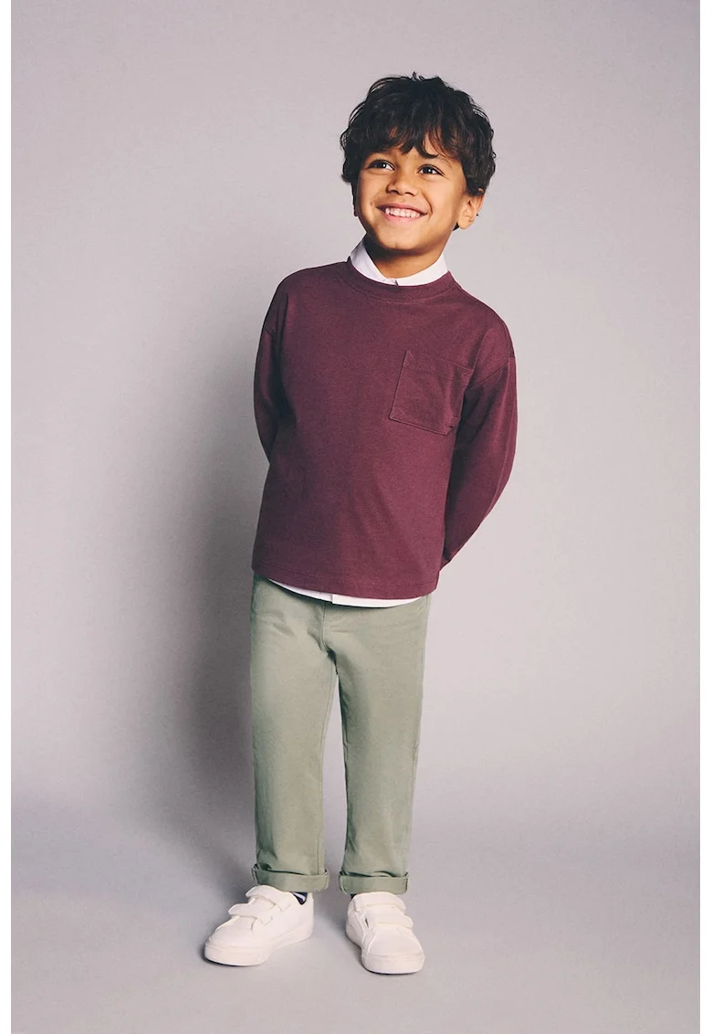 Pantaloni chino cu talie medie, Verde pal