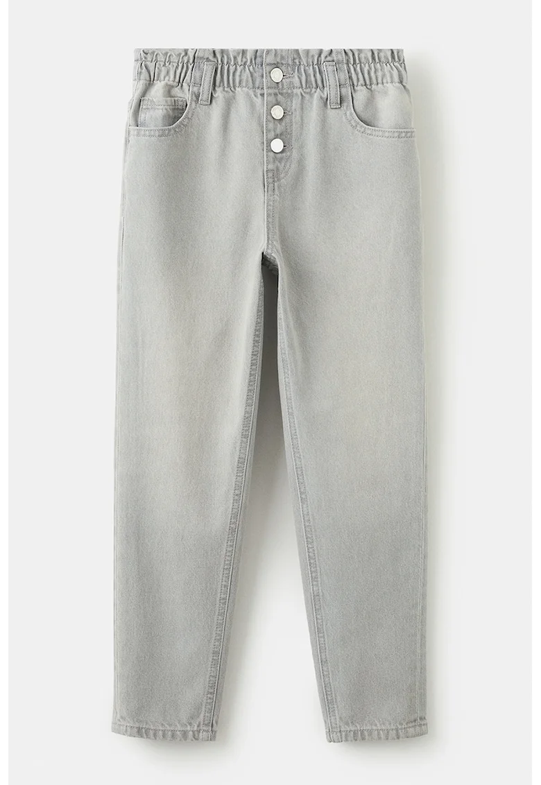 Blugi conici cu talie elastica, Gri deschis