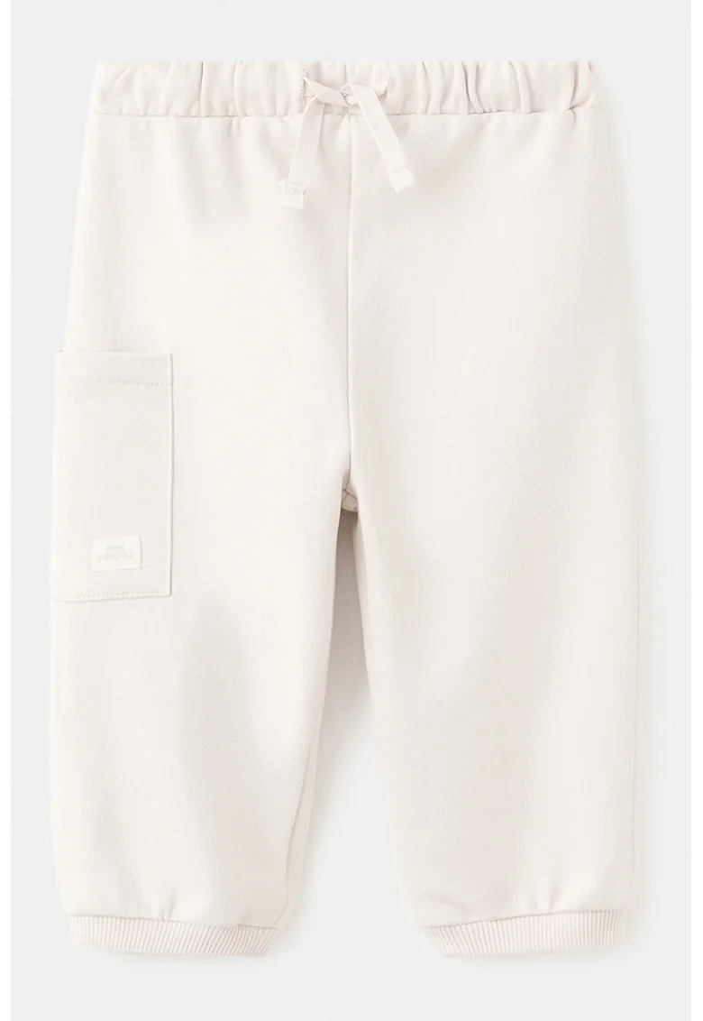 Pantaloni de trening cu buzunar aplicat, Alb fildes