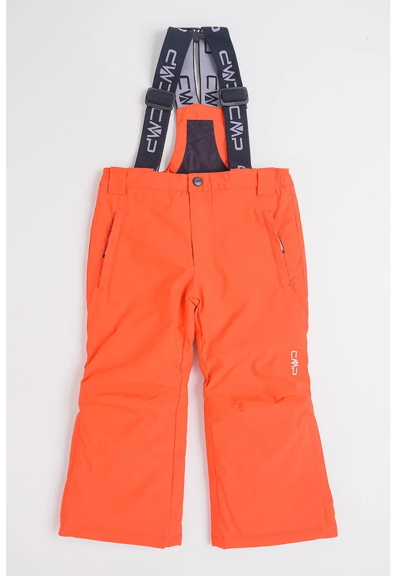 Pantaloni cu bretele detasabile pentru ski, Portocaliu mandarina