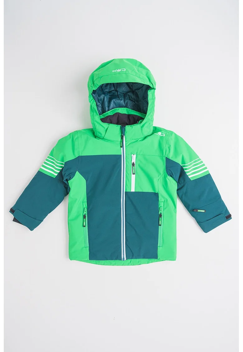 Geaca cu gluga pentru sporturi de iarna, Verde inchis/Verde deschis