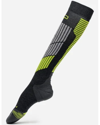 Sosete medii cu model pentru schi, Verde lime/Gri inchis