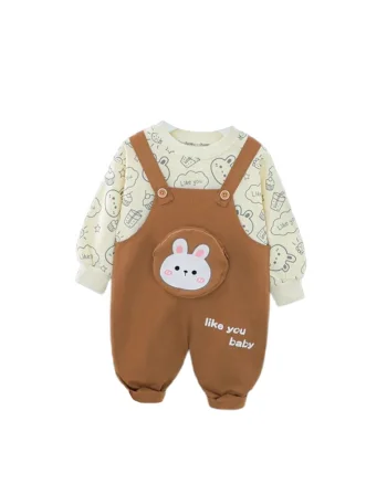Set Salopeta Si Bluzita  Pentru Baietei, Like You, Casual, Maneca lunga, Multicolor