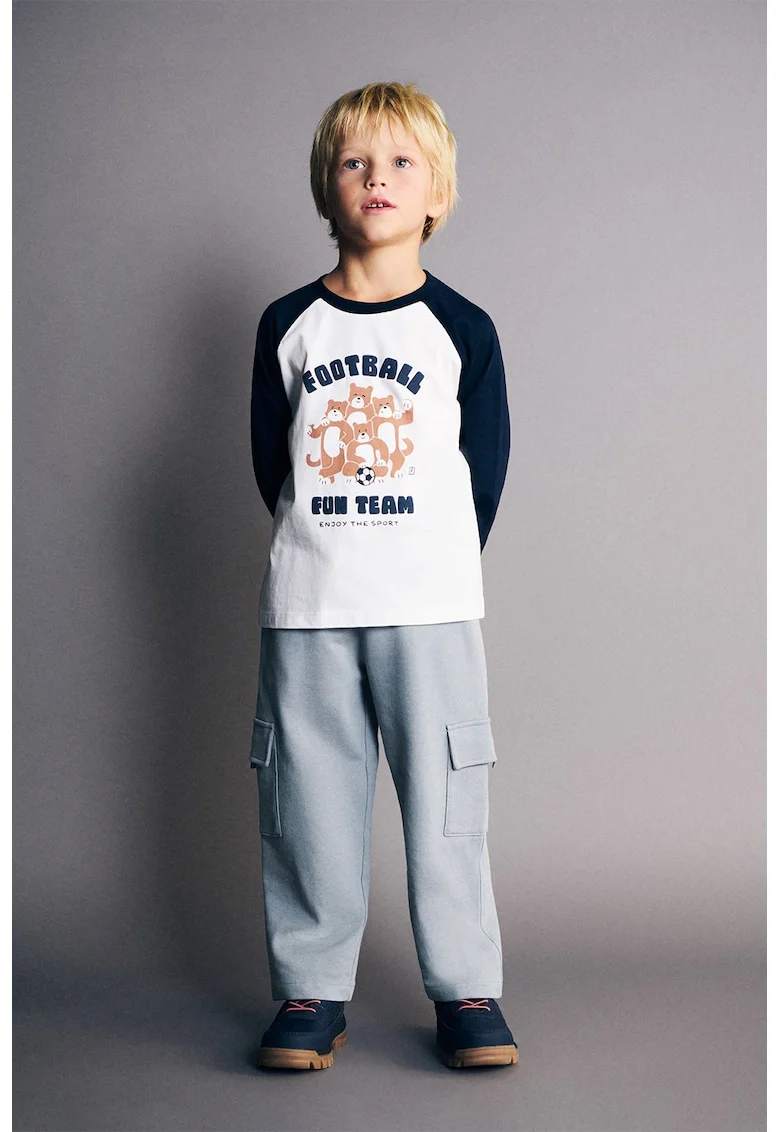 Pantaloni cargo drepti de trening, Albastru prafuit