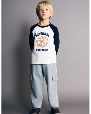 Pantaloni cargo drepti de trening, Albastru prafuit
