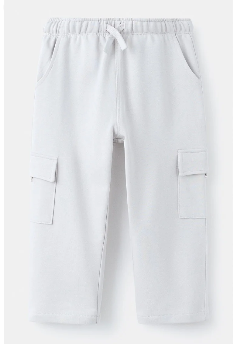 Pantaloni cargo drepti de trening, Alb optic