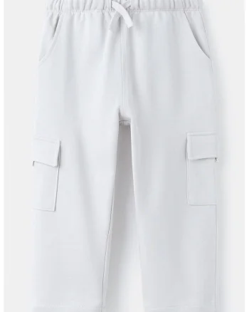 Pantaloni cargo drepti de trening, Alb optic