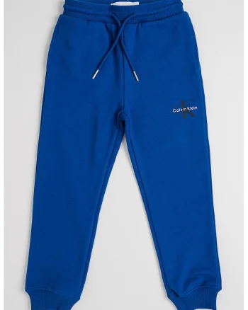 Pantaloni relaxed fit de trening cu imprimeu logo discret, Albastru royal