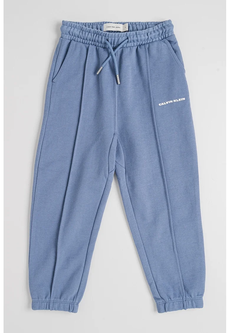 Pantaloni relaxed fit de trening cu cusaturi frontale, Albastru prafuit