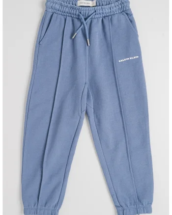 Pantaloni relaxed fit de trening cu cusaturi frontale, Albastru prafuit