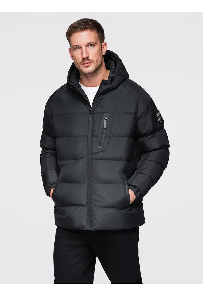 Geaca matlasata izolata cu maneci raglan  OM-JAHP-0302, Negru
