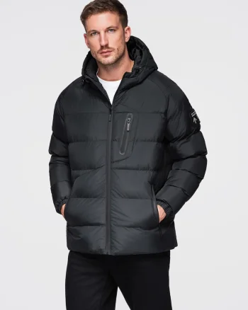 Geaca matlasata izolata cu maneci raglan  OM-JAHP-0302, Negru