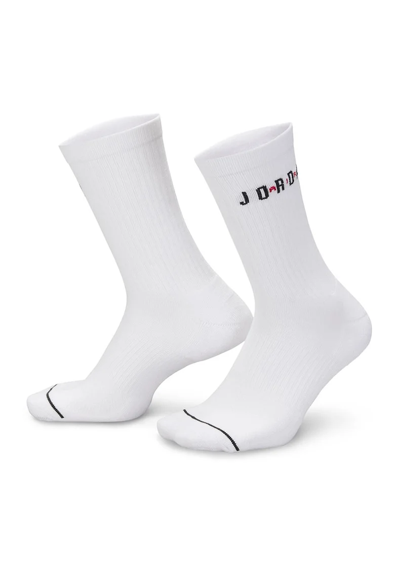 Set de sosete lungi pentru baschet Jordan - 6 perechi, Negru stins/Alb optic