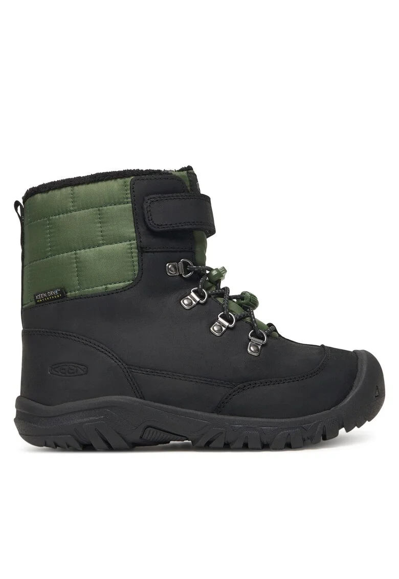 Ghete sport baieti,  piele naturala, verde/negru