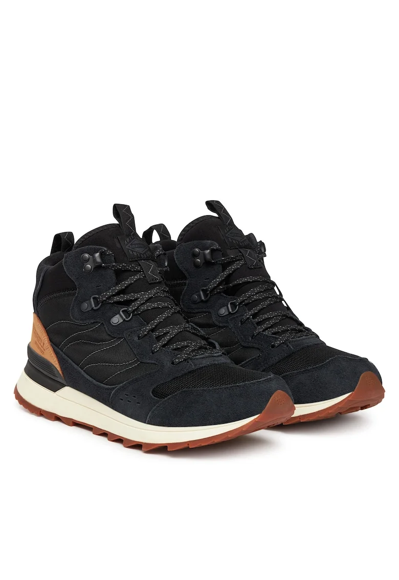 Ghete trekking  Black Alpine 83, piele naturala, negru,