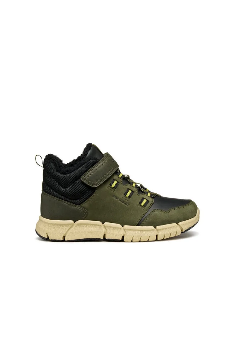Ghete sport baieti,  piele naturala, verde/negru