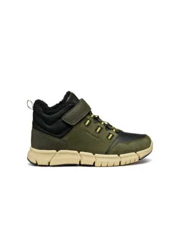 Ghete sport baieti,  piele naturala, verde/negru