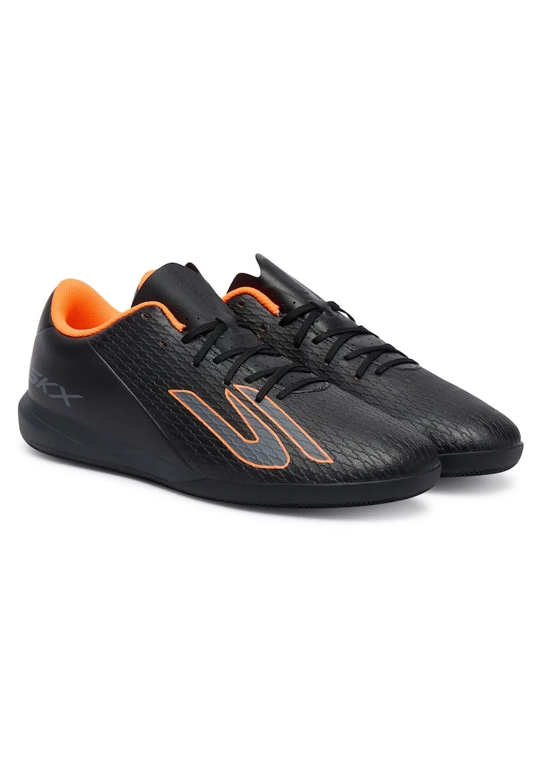 Pantofi sport barbati,  ghete de fotbal, negru, piele ecologica