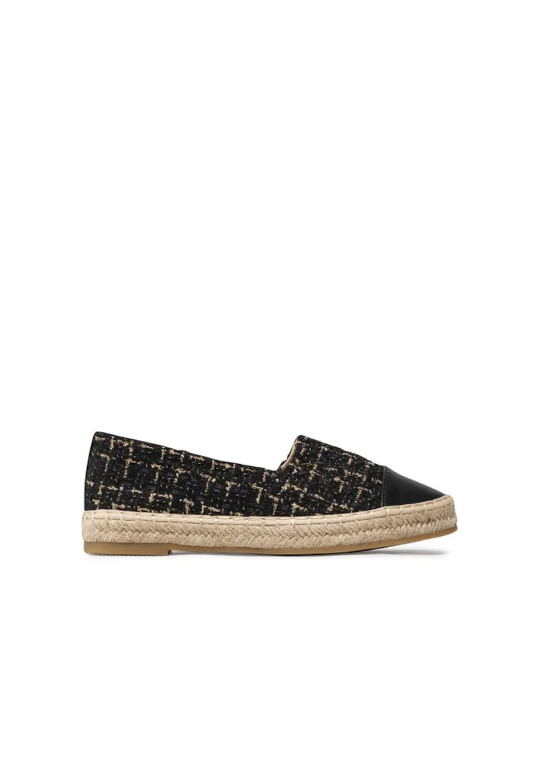 Mocasini dama,  espadrile, piele ecologica, negru,