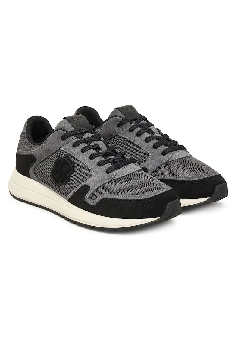 Adidasi  barbati, gri inchis, piele naturala, model Vinston