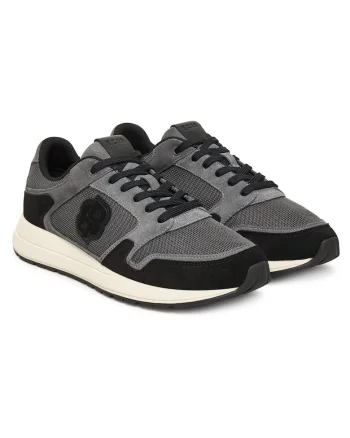 Adidasi  barbati, gri inchis, piele naturala, model Vinston