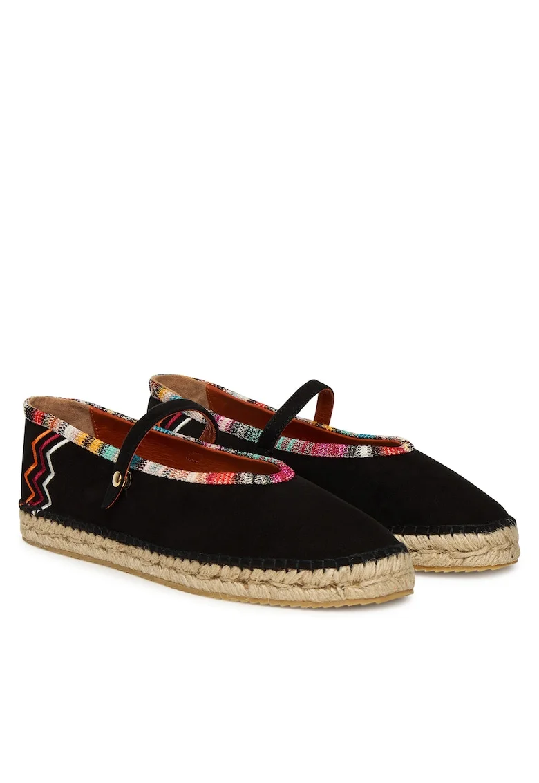 Espadrile  femeie, negru, colorat, tesatura