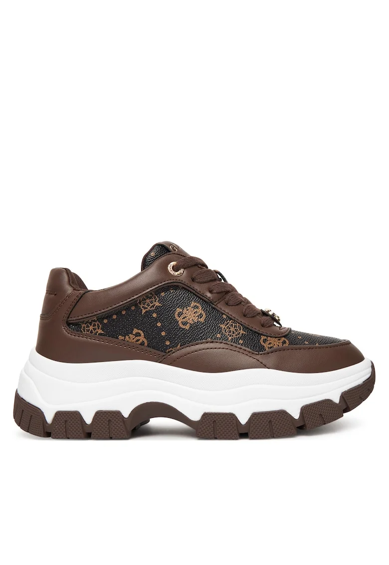 Pantofi sport dama,  piele ecologica, maro/negru,