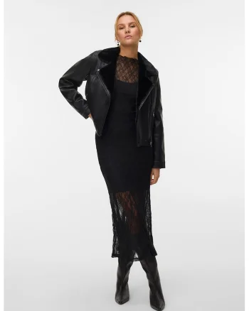 Jacheta biker din piele ecologica, Negru