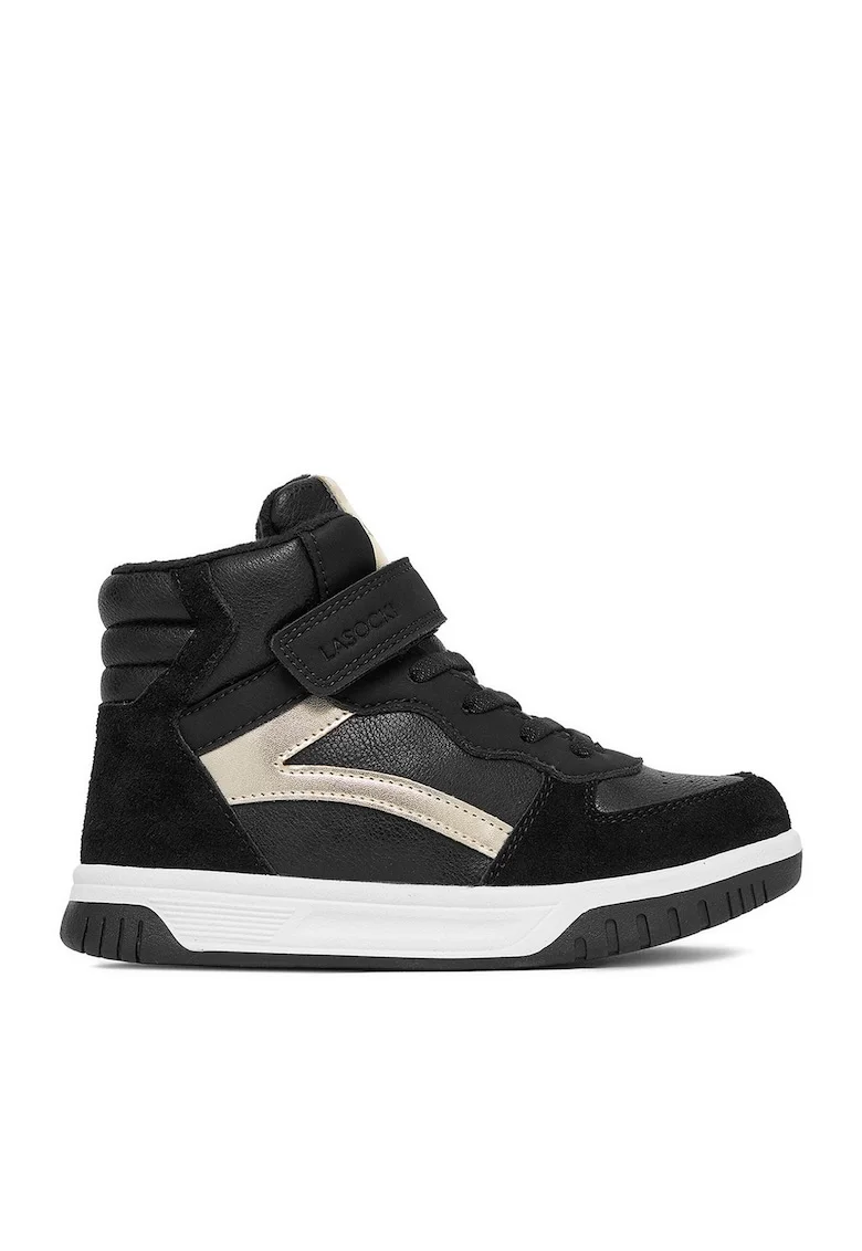 Ghete sport fete,  textil, negru/auriu