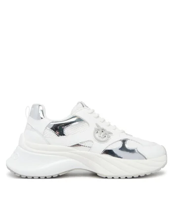 Pantofi sport dama  textil, alb/argintiu
