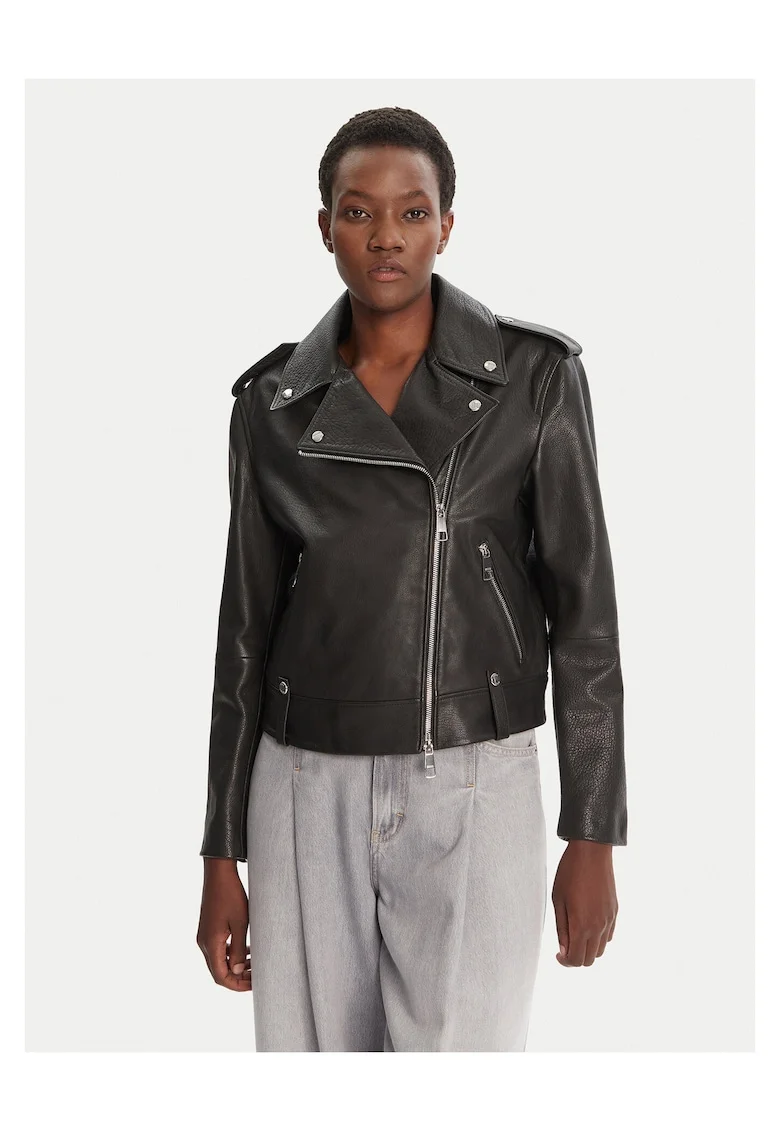 Geaca de piele,  neagra , femei, piele naturala