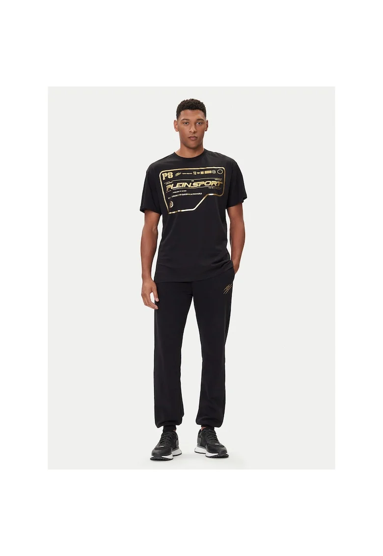 Tricou sport barbati  negru/auriu, bumbac