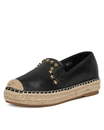 Mocasini dama,  espadrile negre, piele ecologica