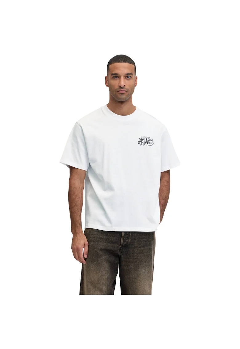 Tricou JACK &JONES Crest Back Print 53473, Alb