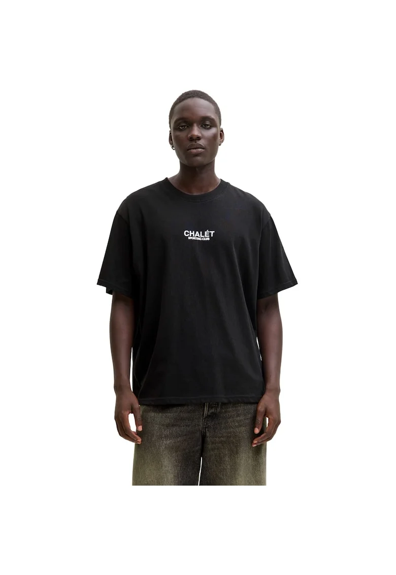 Tricou JACK &JONES Crest Back Print 53465, Negru