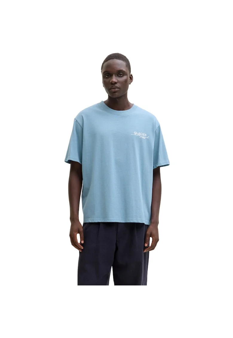 Tricou JACK &JONES Crest Back Print 53469, Albastru deschis