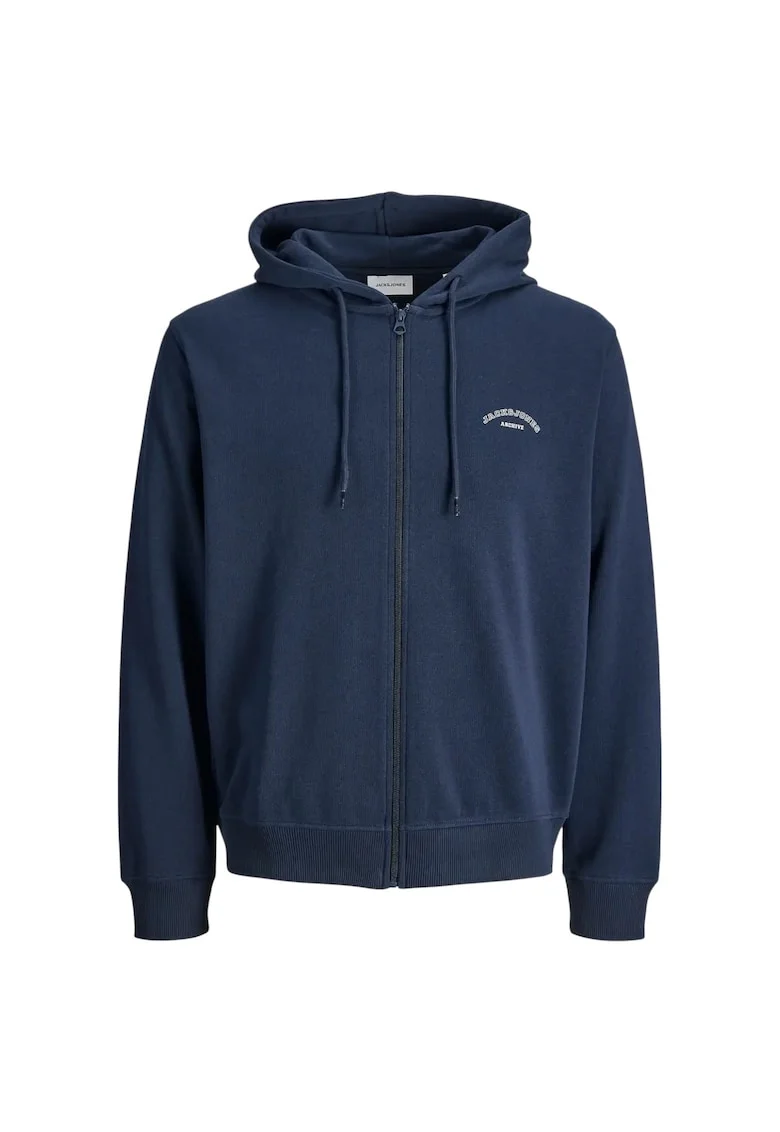 Hanorac JACK &JONES College Logo Zip Hood PLS 53491, Albastru inchis