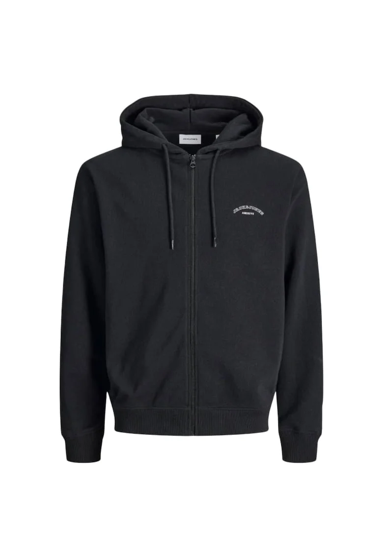 Hanorac JACK &JONES College Logo Zip Hood PLS 53487, Negru