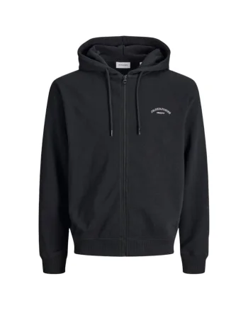 Hanorac JACK &JONES College Logo Zip Hood PLS 53487, Negru