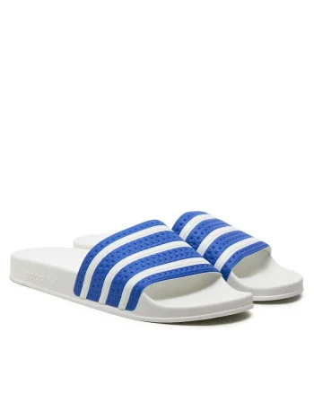 Slapi barbati,  Adilette, albastru/white, plastic