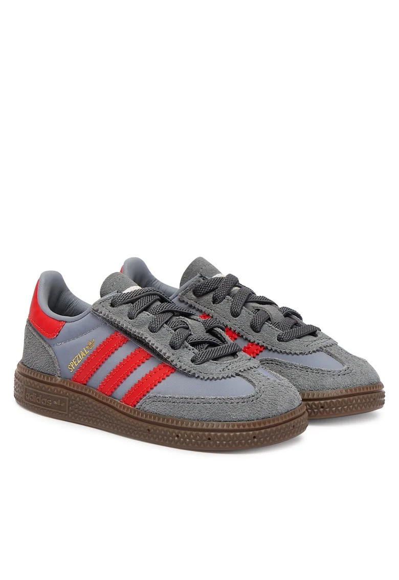Pantofi sport copii,  Handball Spezial, Grefou/Gri/Rosu, piele naturala