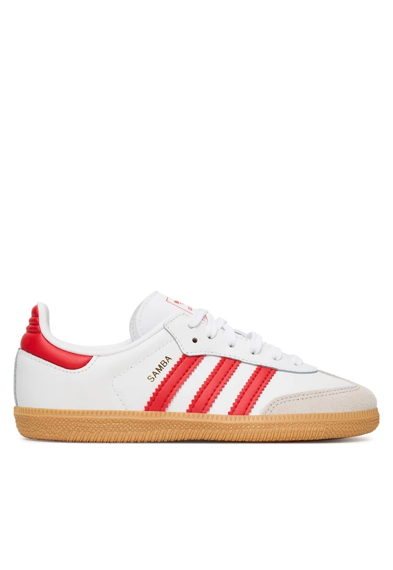 Pantofi sport copii,  Samba OG C, piele ecologica, alb/rosu/maro
