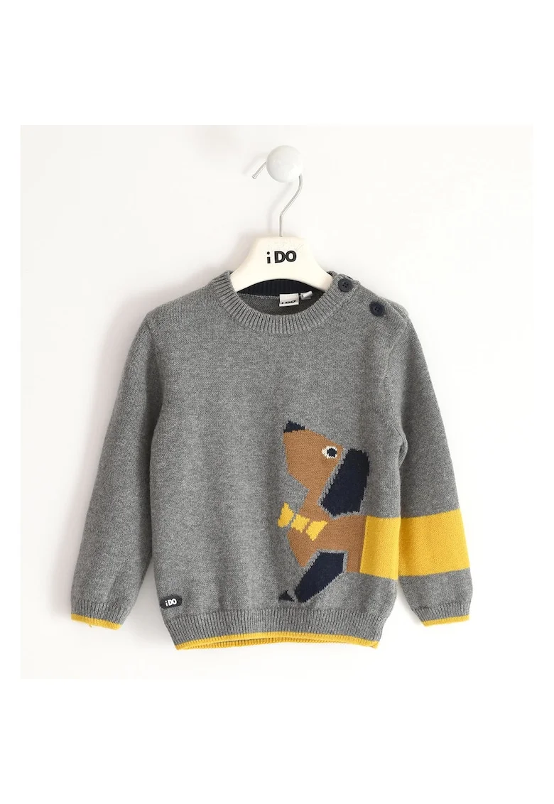 Pulover tricot cu imprimeu baiat ,  4.5417, Gri